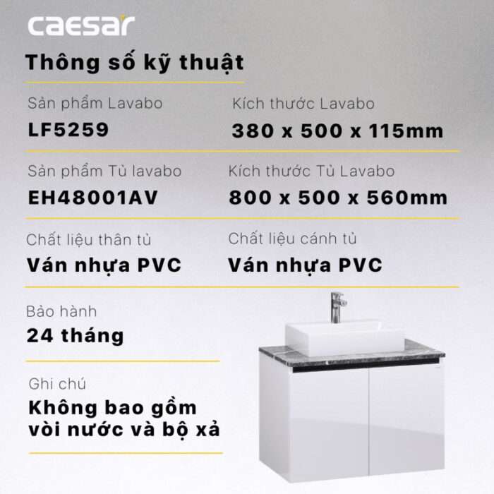 Tủ lavabo CAESAR LF5259 EH48001AV - Ảnh 4