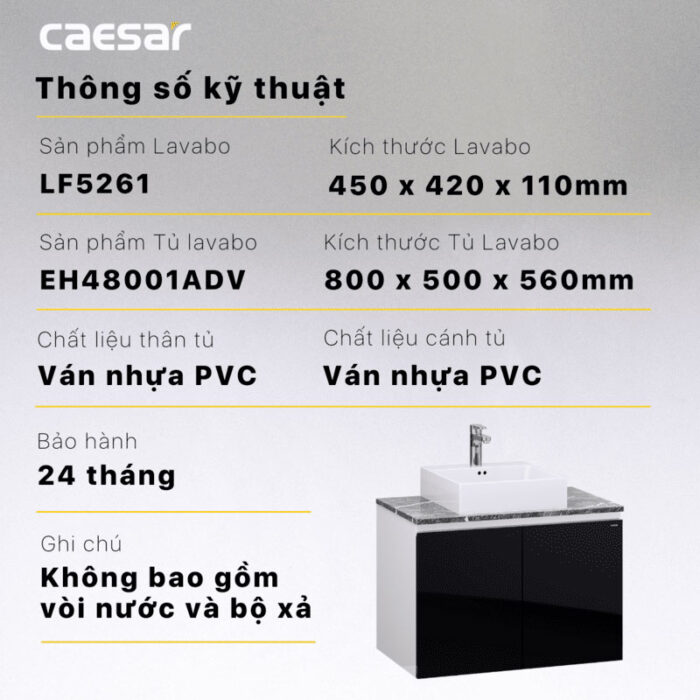 Tủ lavabo CAESAR LF5261 EH48001ADV - Ảnh 4