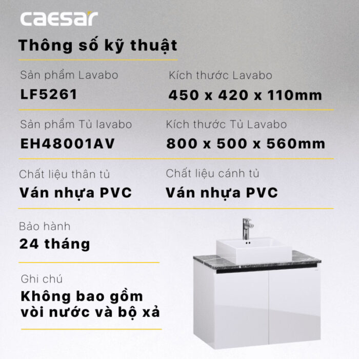 Tủ lavabo CAESAR LF5261 EH48001AV - Ảnh 4
