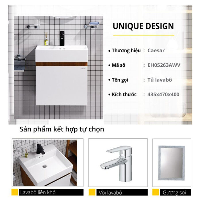 Tủ lavabo CAESAR LF5263 EH05263AWV - Ảnh 2
