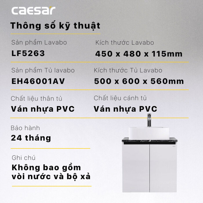 Tủ lavabo CAESAR LF5263 EH46001AV - Ảnh 5