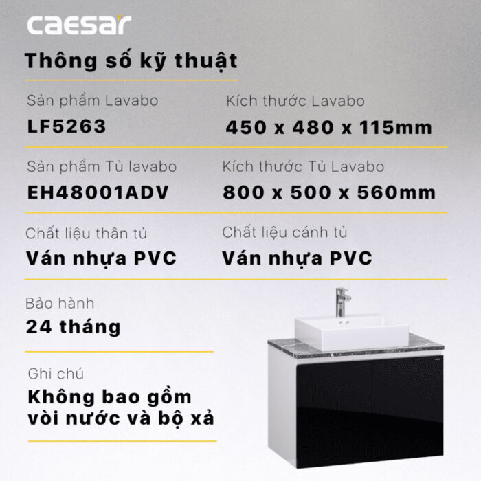 Tủ lavabo CAESAR LF5263 EH48001ADV - Ảnh 4
