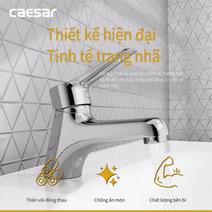 Vòi lavabo CAESAR B330CU nóng lạnh - Ảnh 7