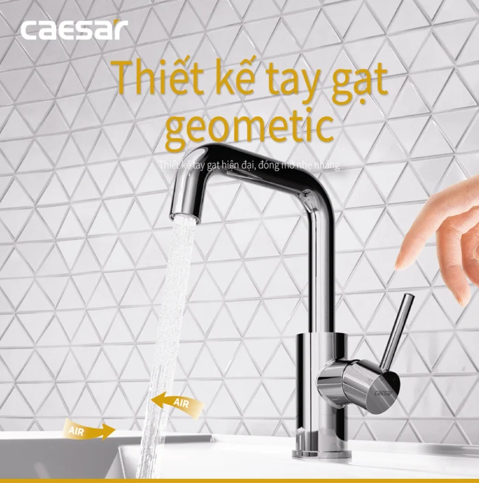 Vòi lavabo CAESAR B520CU cổ cao nóng lạnh - Ảnh 6
