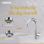 Vòi lavabo CAESAR B530CU cổ cao nóng lạnh - Ảnh 7