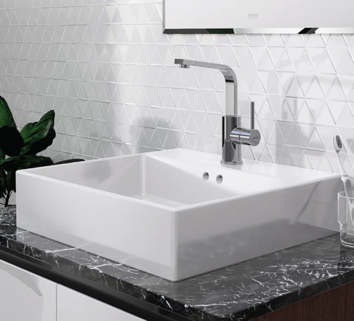Vòi lavabo CAESAR B750CU cổ cao nóng lạnh - Ảnh 3