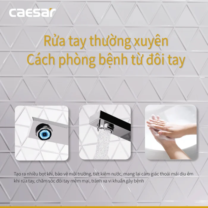 Vòi lavabo CAESAR B750CU cổ cao nóng lạnh - Ảnh 9