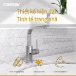 Vòi lavabo CAESAR B750CU cổ cao nóng lạnh - Ảnh 8