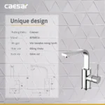 Vòi lavabo CAESAR B750CU cổ cao nóng lạnh - Ảnh 4