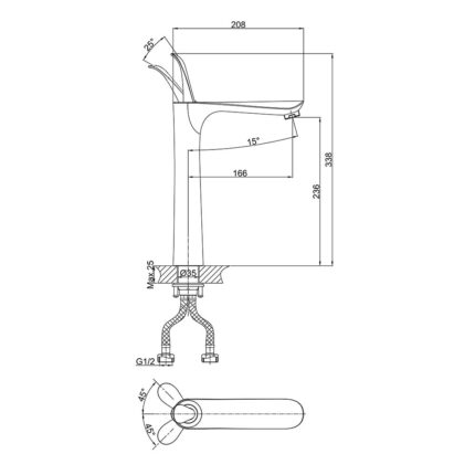 Vòi lavabo D&K DK1032041 nóng lạnh cổ cao