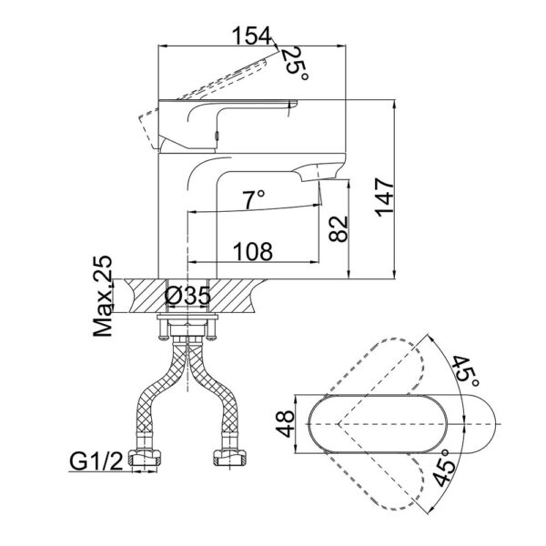 Vòi lavabo D&K DK1252101 nóng lạnh