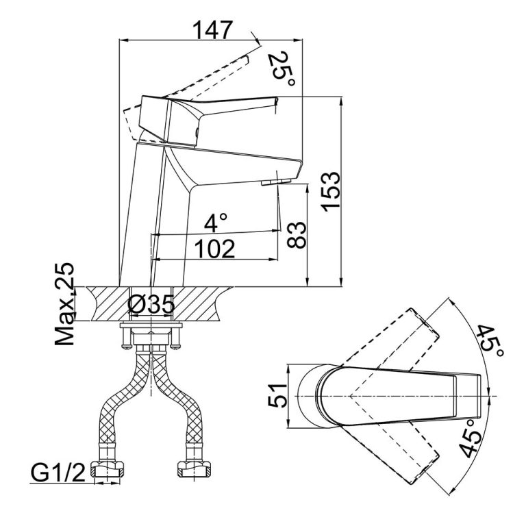 Vòi lavabo D&K DK1262101 nóng lạnh