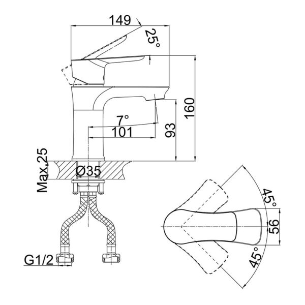 Vòi lavabo D&K DK1272101 nóng lạnh