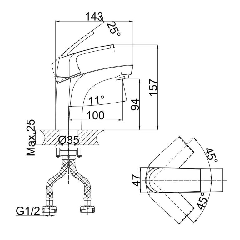 Vòi lavabo D&K DK1282101 nóng lạnh