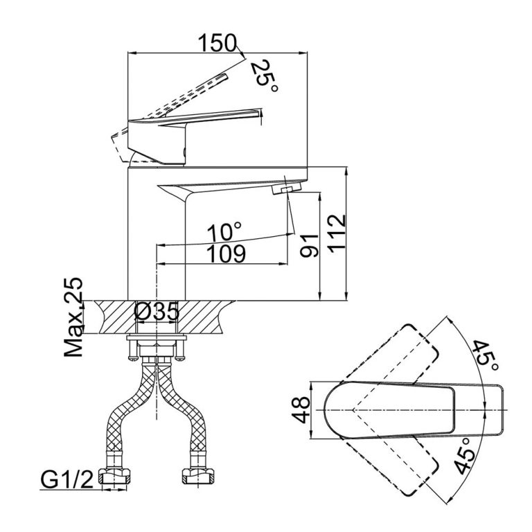Vòi lavabo D&K DK1322101 nóng lạnh