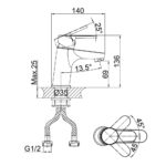 Vòi lavabo D&K DK1392101 nóng lạnh