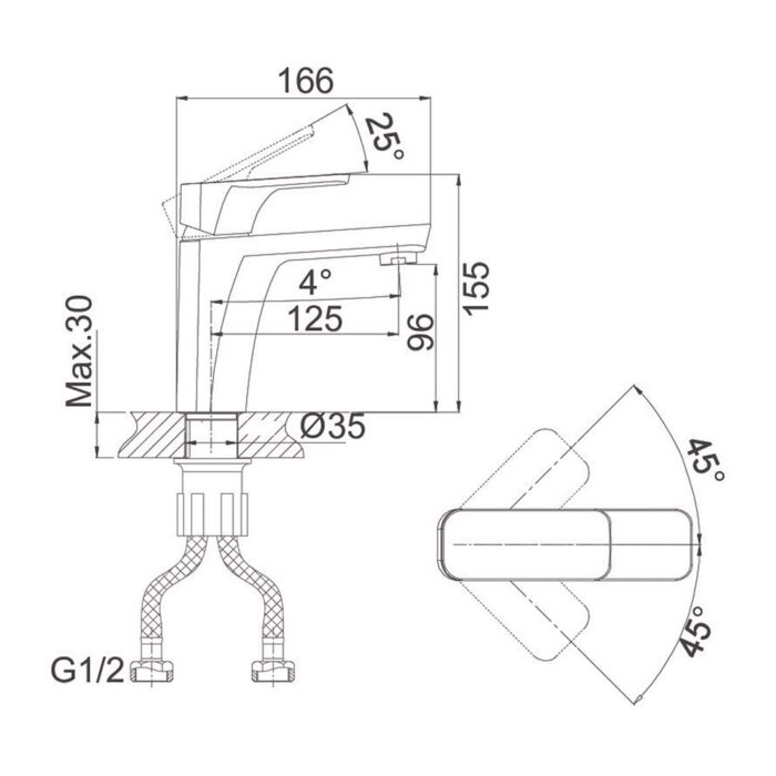 Vòi lavabo D&K DK1432101 nóng lạnh