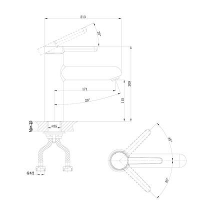 Vòi lavabo D&K DK1502101 nóng lạnh