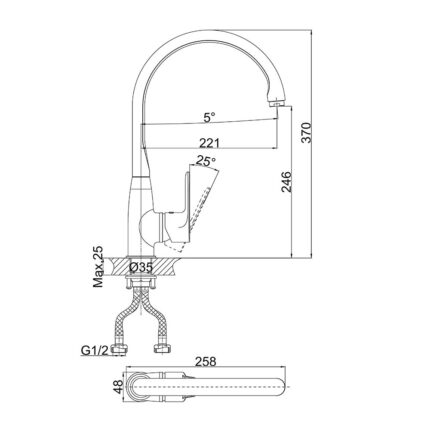 Vòi rửa bát D&K DK1252401 nước lạnh