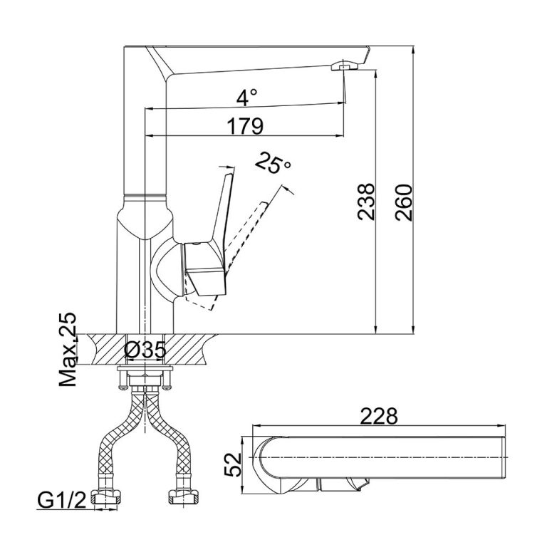 Vòi rửa bát D&K DK1262401 rút dây