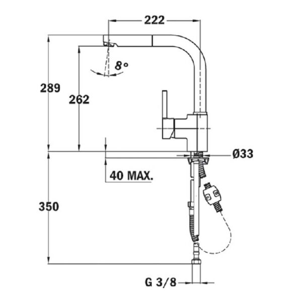 Vòi rửa bát TEKA ARK 938 TG nóng lạnh rút dây