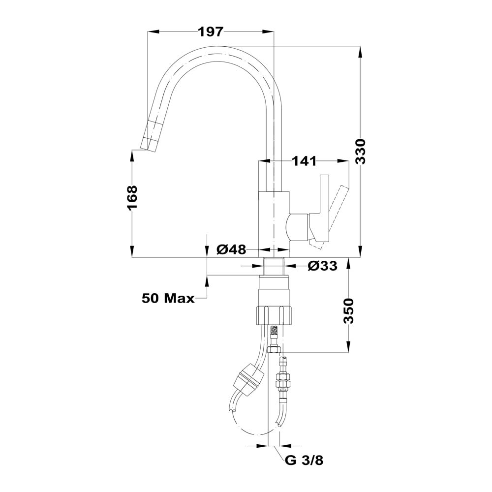 Vòi rửa bát TEKA MTP 938 nóng lạnh rút dây