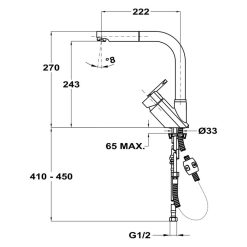 Vòi rửa bát TEKA MW ELAN nóng lạnh rút dây