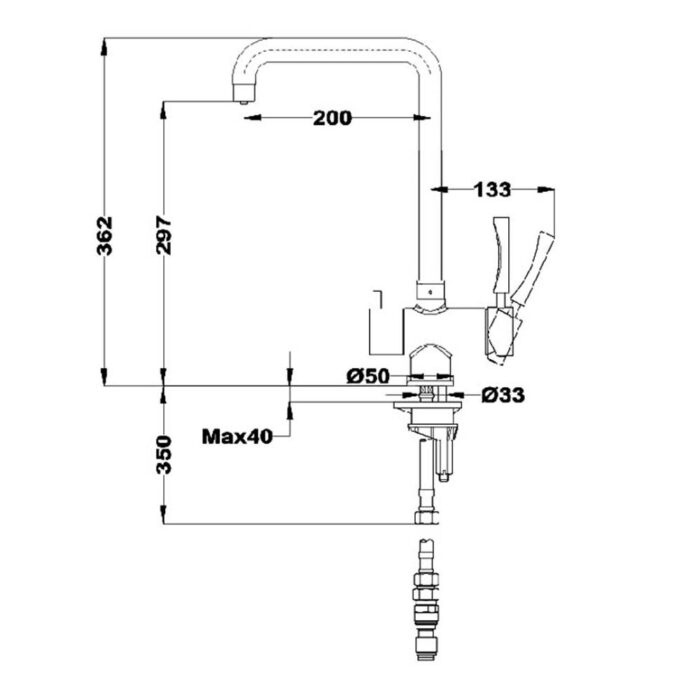 Vòi rửa bát TEKA OS 210 nóng lạnh 3 đường nước