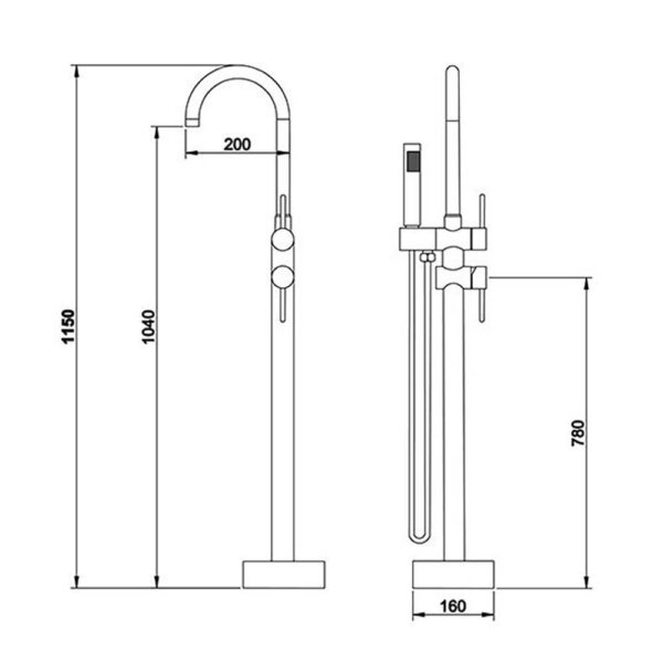 Vòi sen bồn tắm D&K DK-WM2607 đặt sàn