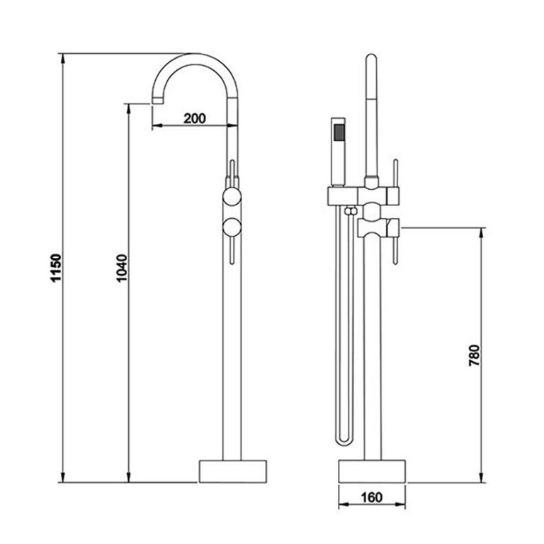 Vòi sen bồn tắm D&K DK-WM2607 đặt sàn