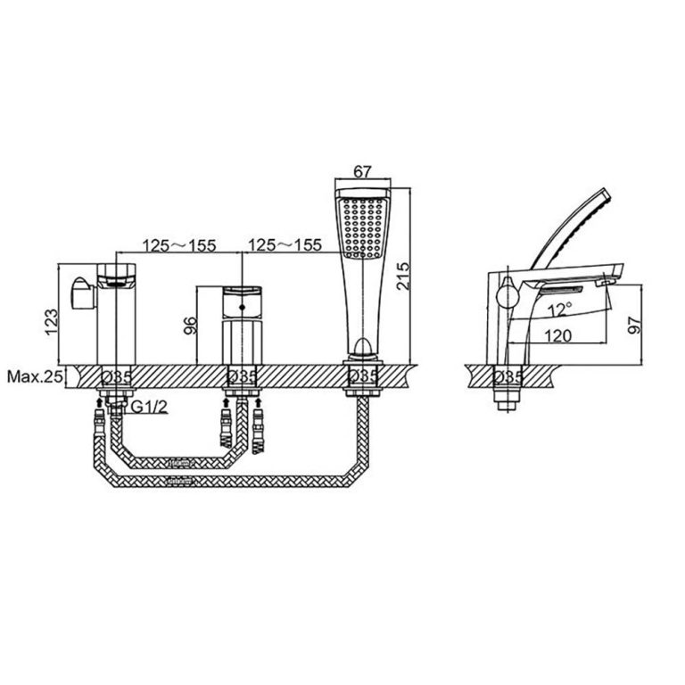 Vòi sen bồn tắm D&K DK1434901 gắn bồn