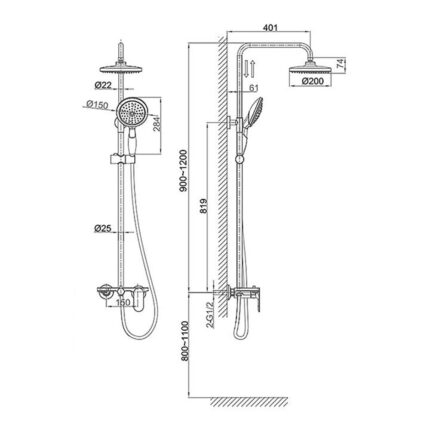 Vòi sen cây D&K DK1253701B06