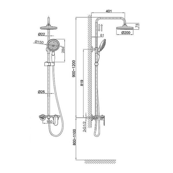 Vòi sen cây D&K DK1253701B06