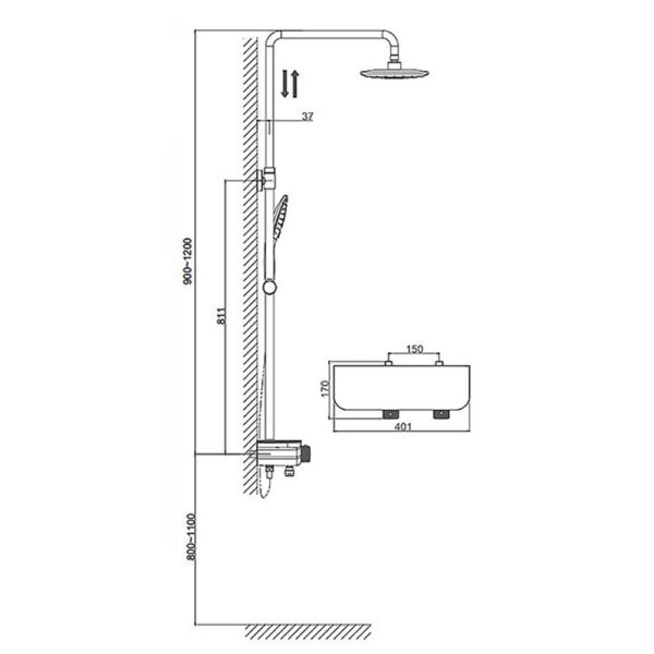 Vòi sen cây D&K DK2193701B17 nhiệt độ