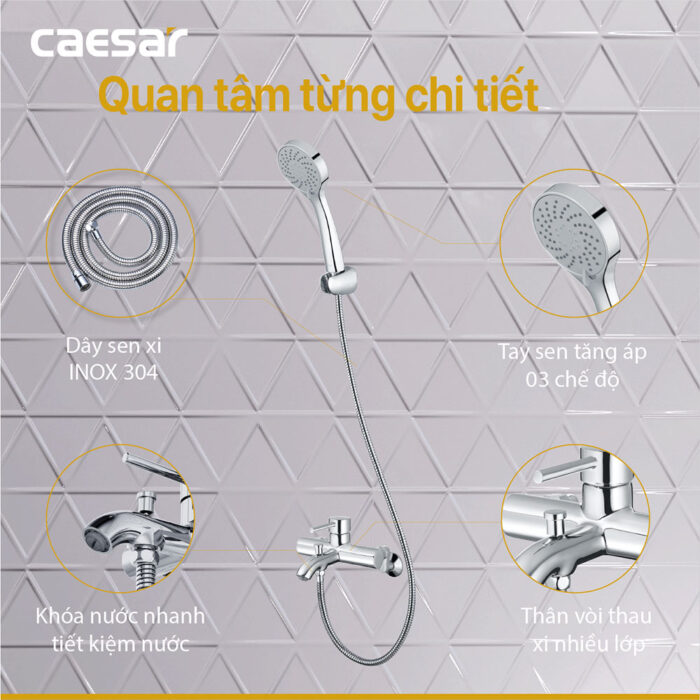 Vòi sen tắm CAESAR S523C nóng lạnh - Ảnh 11