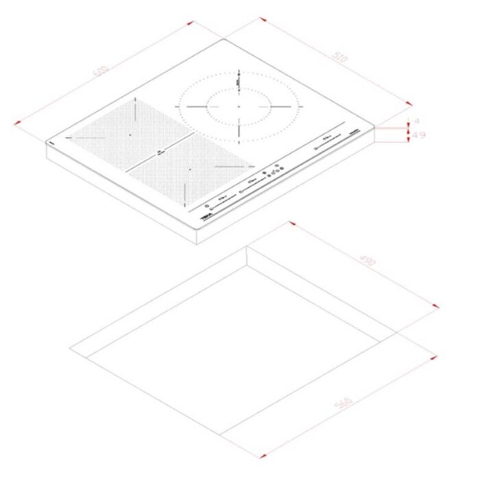 bản vẽ kỹ thuật Bếp từ ba TEKA IZF 65320 BK MSP
