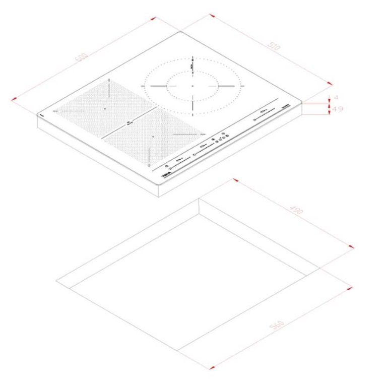 bản vẽ kỹ thuật Bếp từ ba TEKA IZF 65320 BK MSP