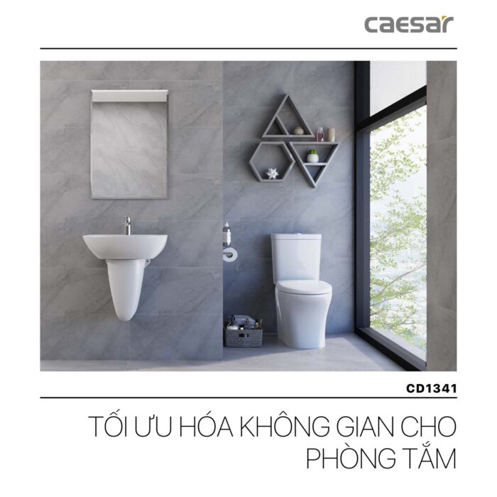Bồn cầu 2 khối CAESAR CD1341 nắp êm M232 - Ảnh 8