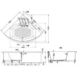 TOTO PPY1543-4HPE#P DB505R-2B - Bồn Tắm ngọc trai góc chân yếm 1.5M