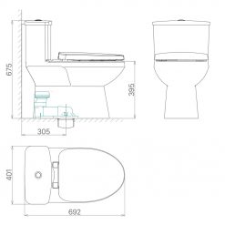 VIGLACERA V811 - Bồn cầu 1 khối nắp êm