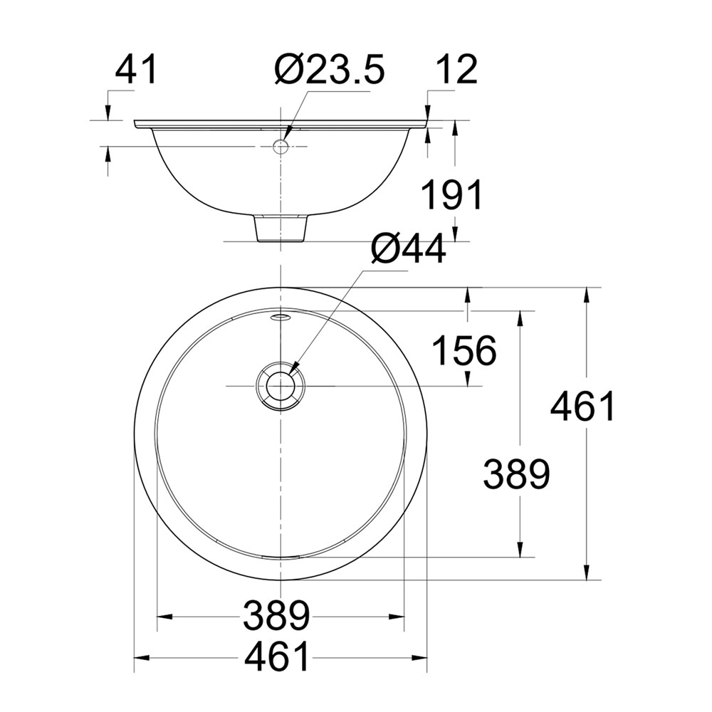 Bản vẽ kĩ thuật chậu lavabo American Standard 0433-WT Concept âm bàn