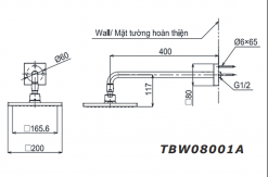 TOTO TBW08001A - Bát sen âm tường gắn tường