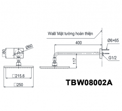 TOTO TBW08002A - Bát sen âm tường gắn tường