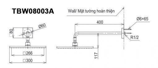 TOTO TBW08003A - Bát sen âm tường gắn tường