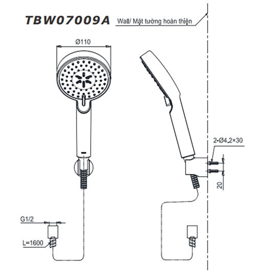 TOTO TBS01302V TBW07009A - Vòi sen tắm nóng lạnh LB