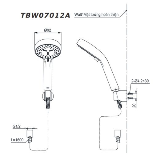 TOTO TBS03302V TBW07012A - Vòi sen tắm nóng lạnh LC