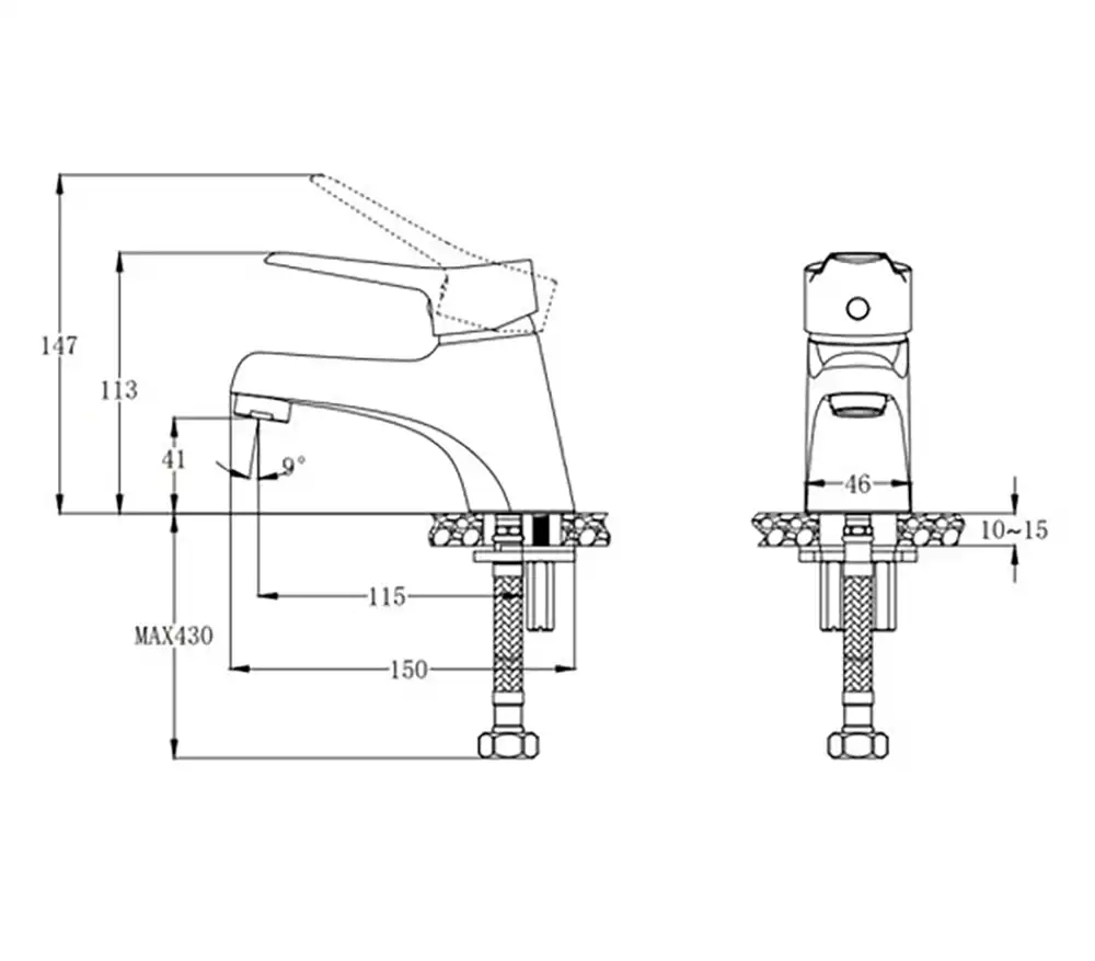 Bản vẽ kỹ thuật Vòi lavabo CAESAR B111C lạnh