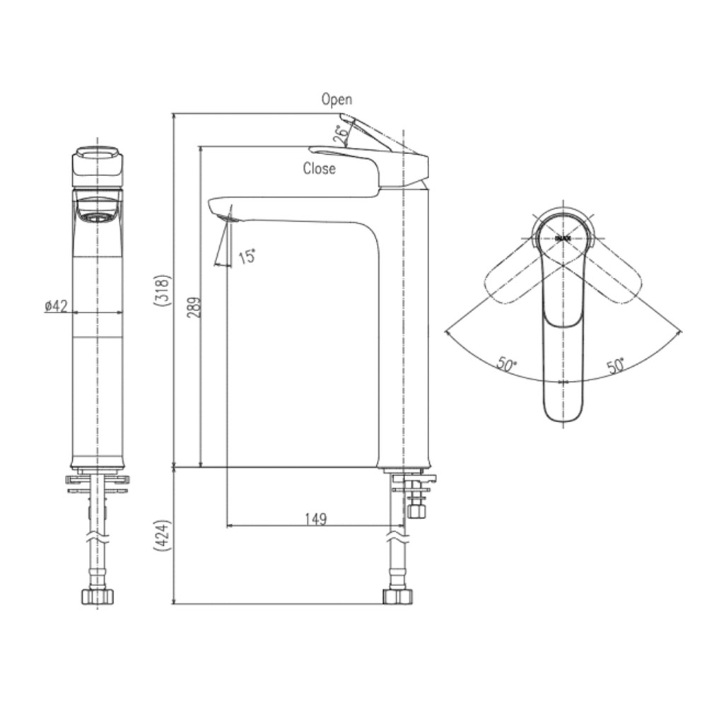 Bản vẽ kỹ thuật Vòi lavabo INAX LFV-22SH cổ cao nước lạnh