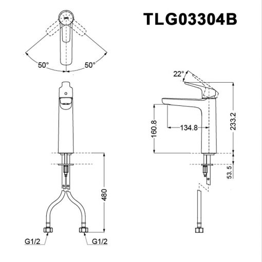 TOTO TLG03304B - Vòi lavabo cổ cao nóng lạnh GS