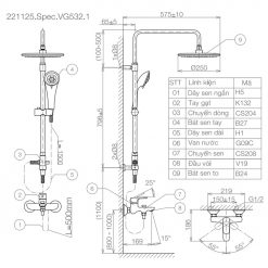 VIGLACERA VG532.1 - Vòi sen cây nóng lạnh